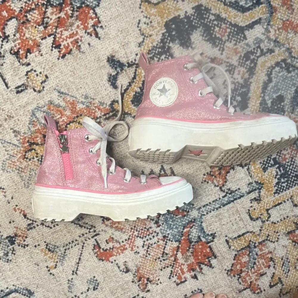 Converse Chuck Taylor All Star Pink Glitter High Top Sneakers Unisex Kids US 1